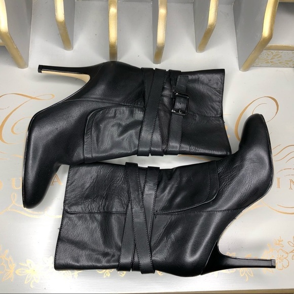 Michael Suz. Blk Leather Boots - Picture 1 of 8